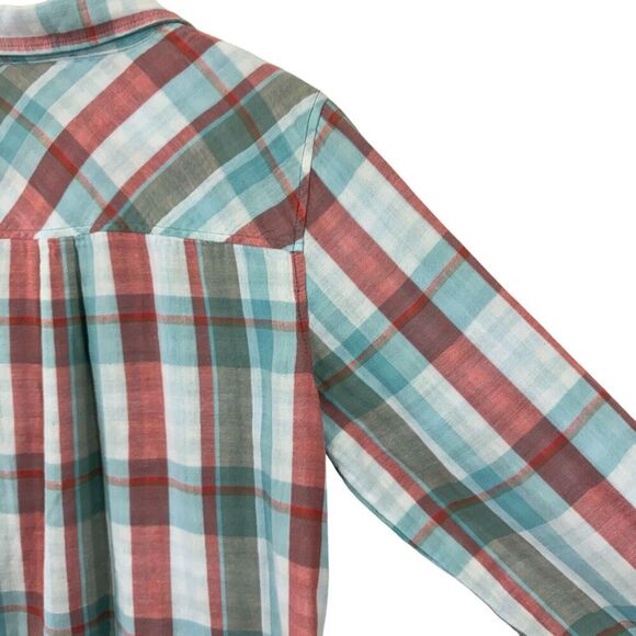 Tribal Brand Large Button Flannel Shirt Plaid Long Sleeve Roll Tabs Womens - Picture 16 of 16